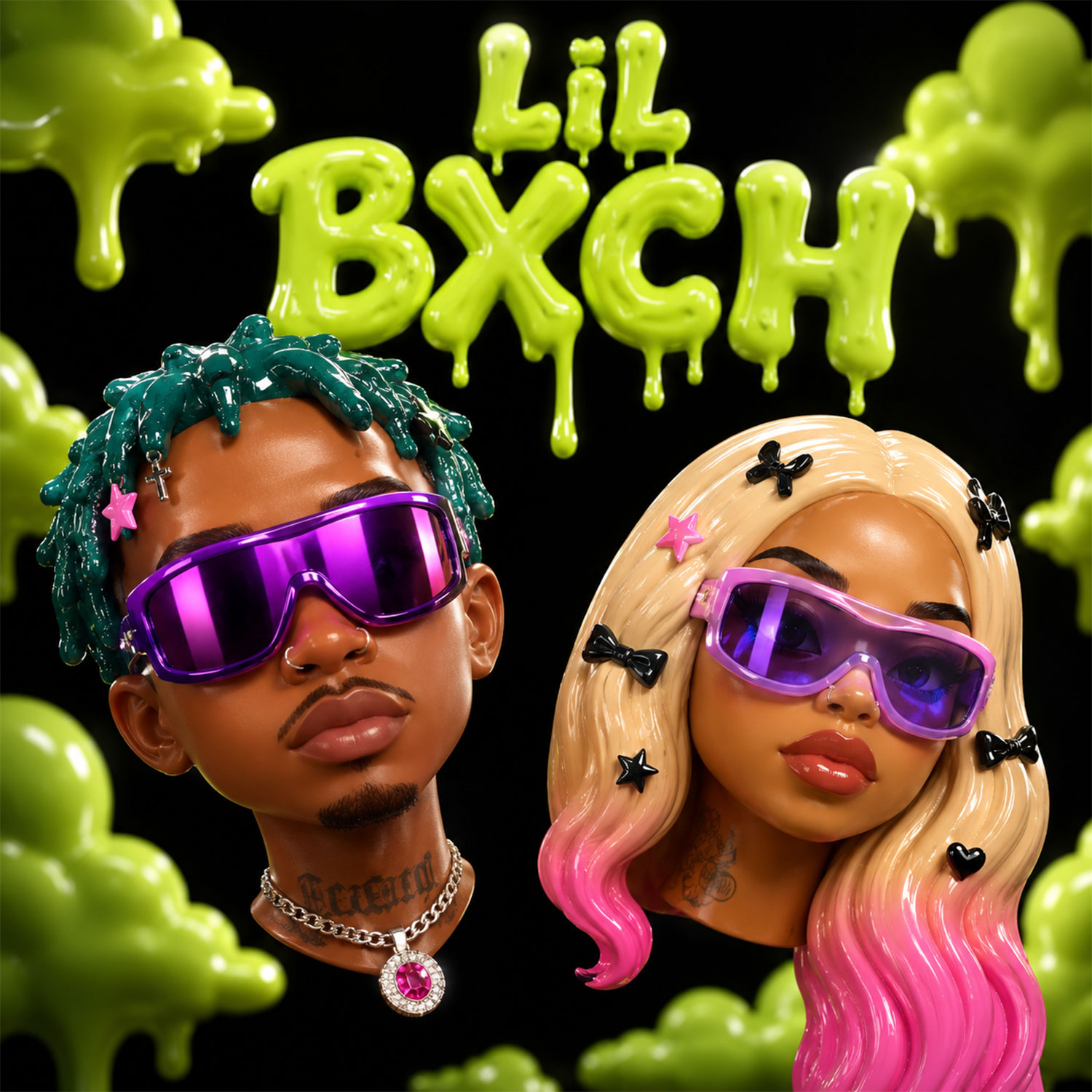 Pompano Peezy and Lala Chanel Lil BXCH official slime fuel artwork